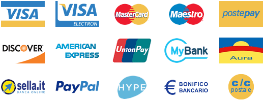 Pagamenti sicuri con Banca Sella, PayPal, Hype, carte di credito, C/C postale o bonifico