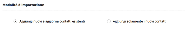 Importazione contatti