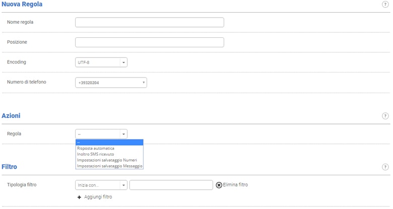 impostazioni regole risposte automatiche sms